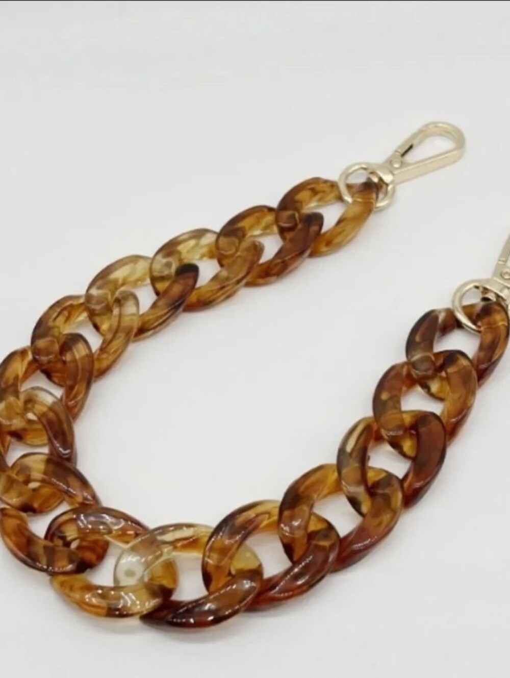 Brown Tortoiseshell-Link Handbag Chain with Gold Hardware